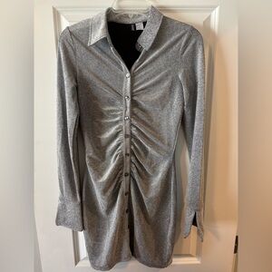 H&M Shimmering Silver Button-Down Shirt